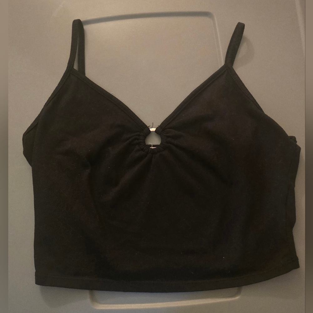 Heart Hips Black Cropped Cami Bralette Spaghetti Strap Top Keyhole Detail M